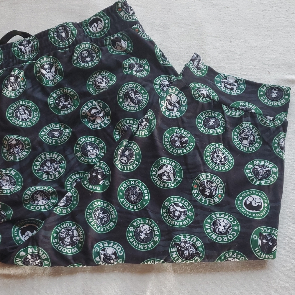 Green and Black Coffee-Themed Shorts